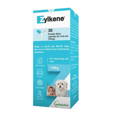 Zylkene Calming Supplement For Small Cats & Dogs 0-10kg (Blue) 75mg - 30 Capsule - Picture 1 of 5