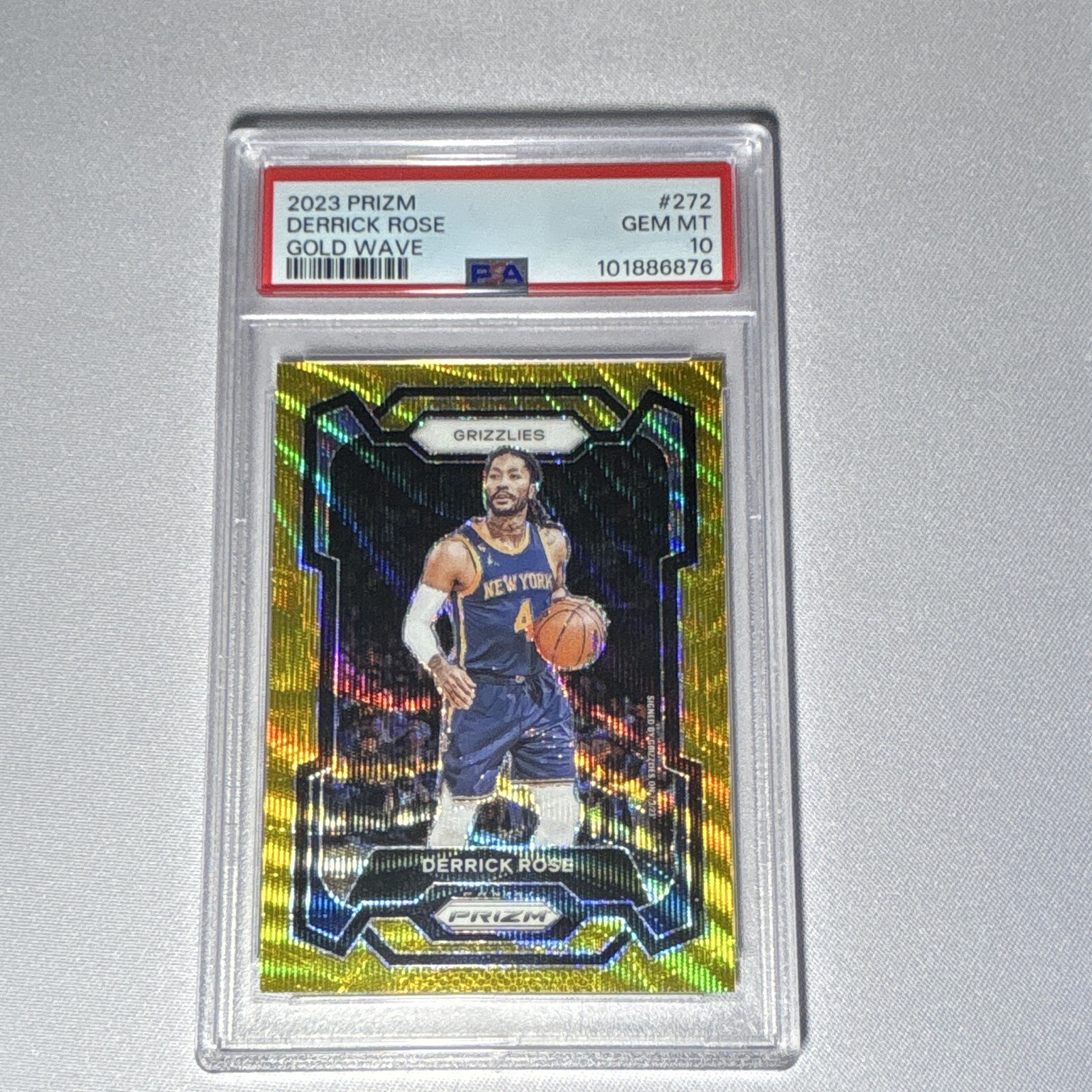 Panini 2023-24 Prizm Derrick Rose #272 Gold Wave Prizm /10 PSA 10 Grizzlies