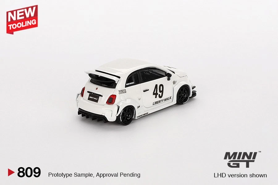 Mini GT #809 1/64 LB-FUNCIONA x Abas Works ABARTH 595 Gara Modelo Blanco Foto 2 de 3