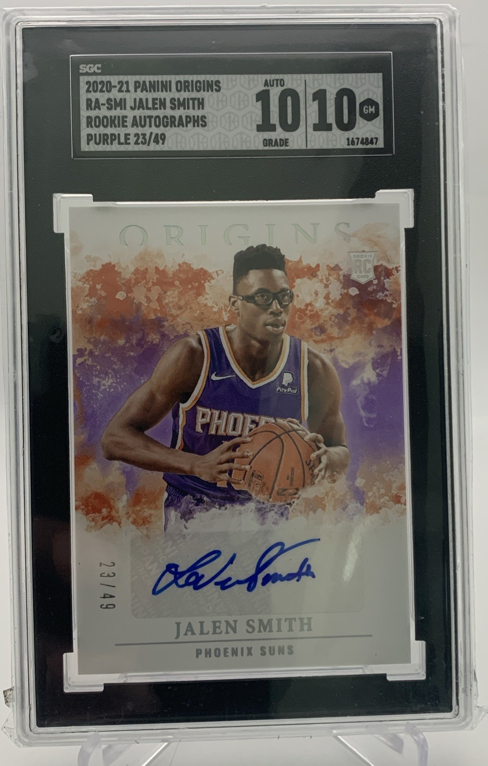 2020-21 Panini Origins Jalen Smith RA-SMI Auto RC Purple /49 Suns SGC 10/10