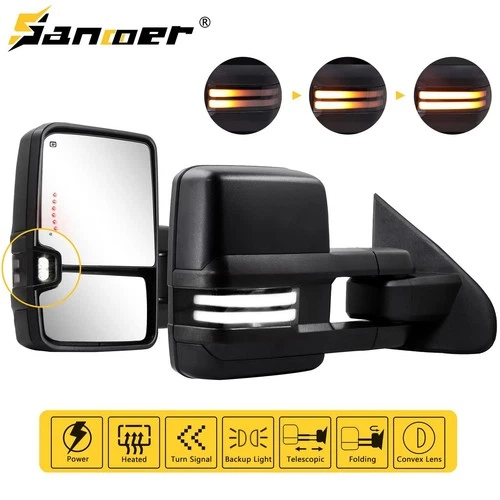 For 2015-2019 Silverado Sierra 2500HD 3500HD Power Heated Towing Mirrors Smoked