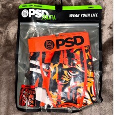 PSD Wild Stripes Boxer Briefs Underwear Boys Small Orange Tiger Print Stretch