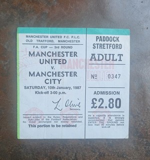 Manchester United v Manchester City Rare Ticket FA Cup Third Round 1987