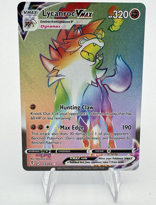 Pokemon Lycanroc VMAX 213/203 Evolving Skies Secret Rainbow Rare Holo TCG NM