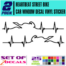 Heartbeat Street Bike - Motorcycle Helmet Car Window Decal Vinyl Sticker