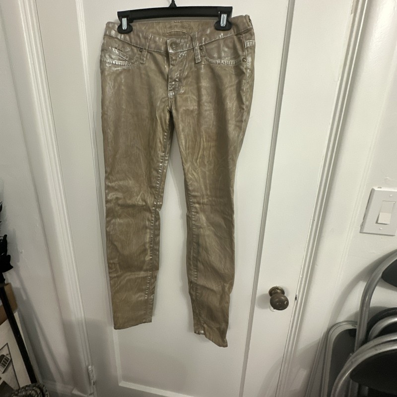 Robin’s Jean Metallic Faux Leather Look Skinny Jeans Size 27 Vintage Style