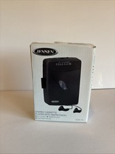 JENSEN Portable Cassette Player AM/FM Radio, Line Out, Belt Clip Black Tested