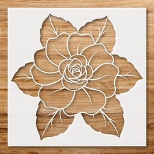 Rose and Leaves Floral Design Wall Art Reusable Stencil - StencilAir