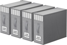 StorageTastic Bed Sheet Closet Organizers and Storage,Sturdy 4 Pack Gray