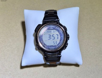 Casio PRO TREK Manaslu PRX-2000LB Solar Titanium Watch Used Black/Gold