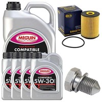 MotoröL Filter Set 5W-30 Plus Meguin 9 Liter + Schraube FüR Audi Q7 VW Passat