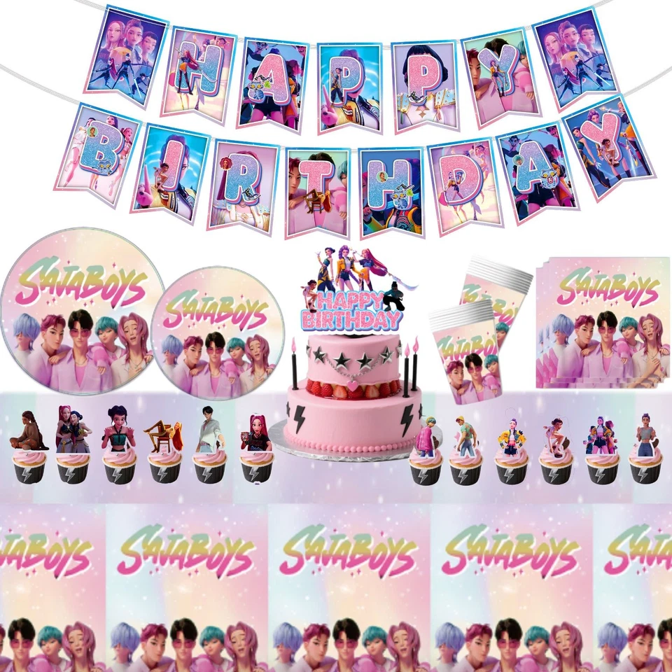 Kpop Demon Hunters Birthday Party Supplies Huntrix Rumi Mira Banner - Image 2 of 4