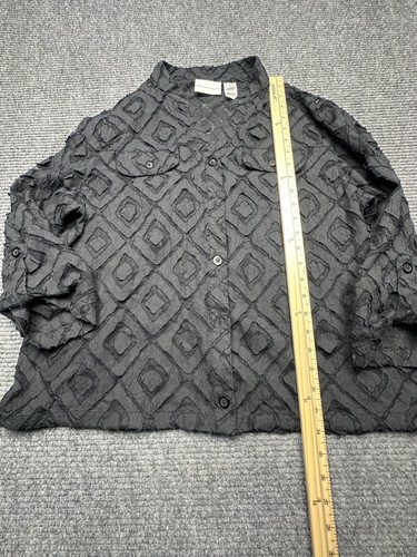 Alfred Dunner Shirt Womens 14 Textured Sheer Button Up Long Sleeve Blouse Top - Picture 3 of 11