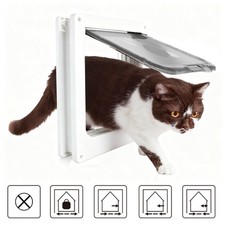 White Medium 4-Way Locking ABS Pet Door Weatherproof For Pets Up To 25 Lbs