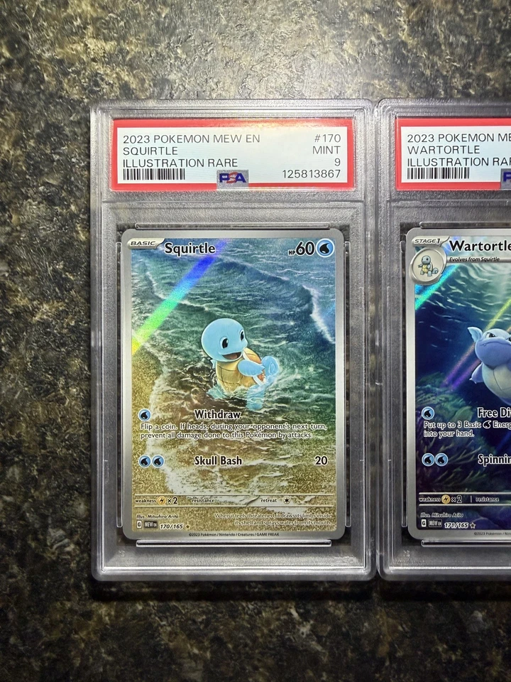 BLASTOISE EX 200 SQUIRTLE 170 WARTORTLE 171 POKEMON MEW 151 SEQUENTIAL PSA 9 SET - Image 2 of 4
