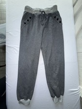 Unbranded Women's Grey Drawstring Jogger Sweatpants with Decorative Side Buttons