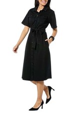 DG2 by Diane Gilman Women's Stretch Knit Denim Shirtdress Black
