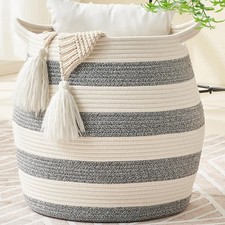 Woven Baskets for Storage 17"x17" ,Large Cotton Rope Basket Woven Baby Laundr...