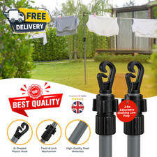 EXTENDABLE PROP LINE HEAVY DUTY WASHING POLE TELESCOPIC CLOTHES SUPPORT 2.6M-UK