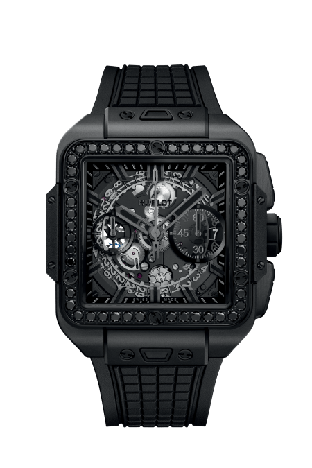 HUBLOT 821.CX.0140.RX.1200 SQUARE BANG UNICO ALL BLACK DIAMONDS