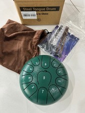 Green Steel Tongue Drum with 11 Notes, 6-inch size, in stock, quick delivery