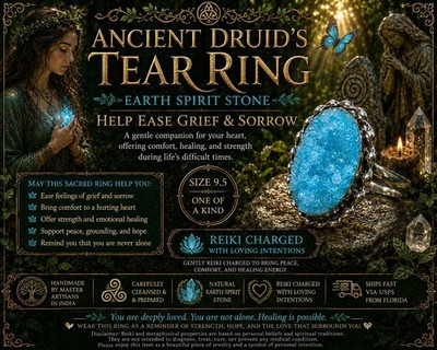  Ancient Druid s Tear Relic Ring Earth Spirit Stone Size 9.5 Reiki Charged  