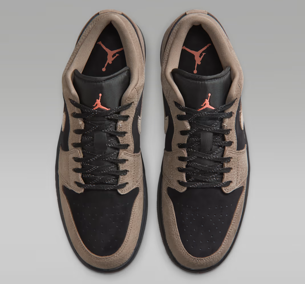 Air Jordan 1 Low SE Shoes Black Light Wild Mango Olive Grey Men's