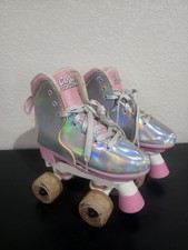 Roller Skates Rainbow Holographic Kid Size 12-3 Adjustable Light Up Wheels Skate