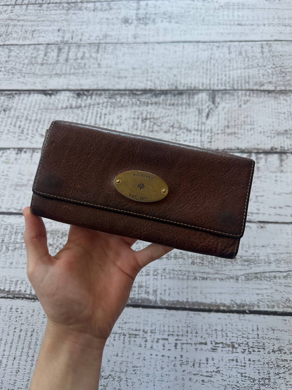 Vintage Mulberry oak leather wallet
