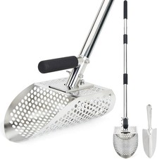 Stainless Steel Sand Scoop Metal Detecting Beach Shovel Long Handle Sifter