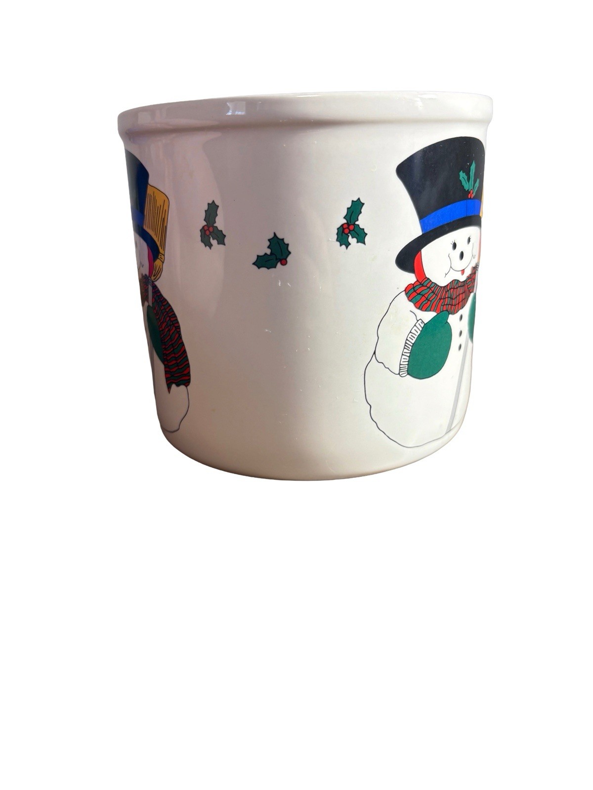 Vintage 1988 Inarco Holiday Christmas Snowman Holly 4.5” Pot