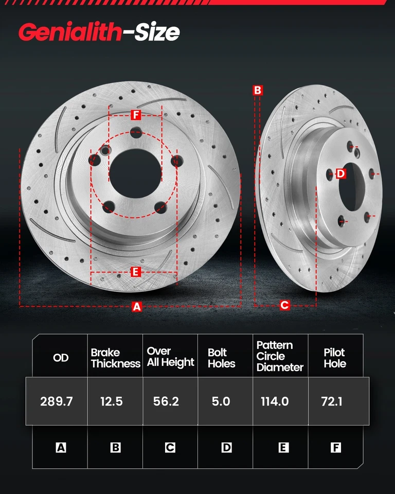 Front & Rear Disc Brake Rotor Pad for 2004 2005 2006 2007 Dodge Grand Caravan Foto 3 de 4