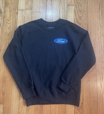 Mens Black Ford Oval Logo Crewneck Sweatshirt Size S Hot Stuff Mustang Graphic