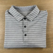 Lululemon Polo Shirt Mens Large L Gray Striped Performance Stretch Tennis