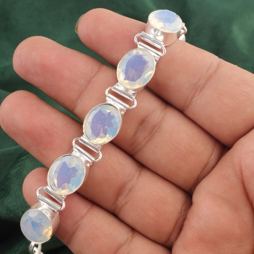 925 Sterling Silber Oval Echt Milchopal Oktober Geburtsstein Kette Armband