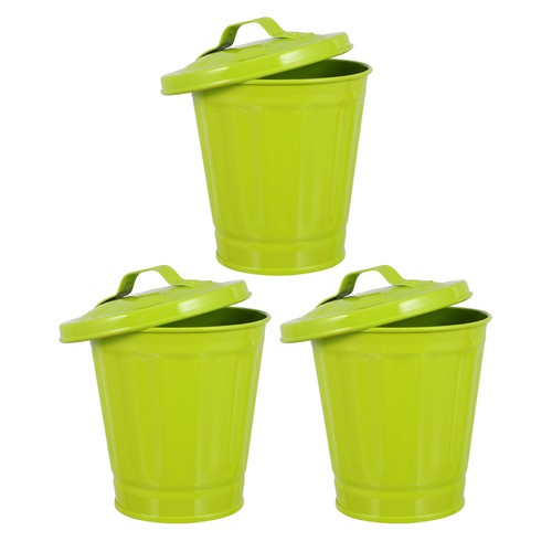  3 Stück Mini Mülleimer mit Deckel klein Arbeitsplatte Mülleimer Metall Bleistift Tasse klein - Bild 6 von 12