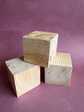 50 x Wooden Craft Cubes 43mm Unfinished Pine Wood Blocks Bulk Lot
