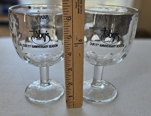 Pair of Toby's 11th Anniversary Theater Glass Goblet Barware 6