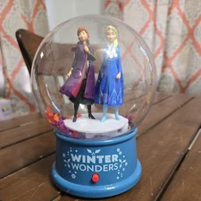 Disney Pixar Frozen 2 Elsa Anna Winter Wonders Musical Plastic Snow Globe Gemmy