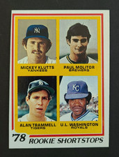 1978 Topps Rookie Shortstops - Paul Molitor/Alan Trammell Rookie Card #707 - HOF. rookie card picture