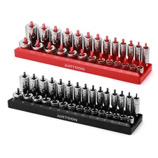 3/8-Inch Drive Socket Organizer Trays, 2-Piece SAE and Metric Socket Tray Set...