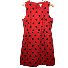 Dress J. Crew Red and Black Polka Dot Size 12 Lined Sleeveless Back Zipper