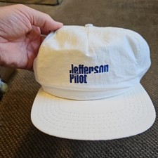 Vtg Jefferson Pilot Cap White Logo Snapback Trucker Baseball Dad Hat