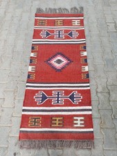 Vintage Kilim Rug aztec kilim Runner Wool Jut...