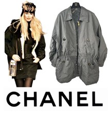 Chanel Vintage 1994 Black Logo Jacket 42 44 46 10 12 14 Coat Top 90s M L XL 2XL