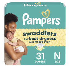 Pampers Swaddlers Diapers, Newborn, 31 Count