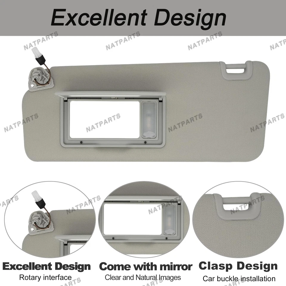 Left Driver Side Sun Visor w/ Light for Nissan Titan 2004-2024 96401-EZ70B - Image 3 of 4