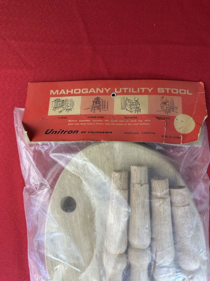 New 4 legged Utility Foot Stool Mahogany hardwood 1950s Mid Century Modern - Image 2 of 4