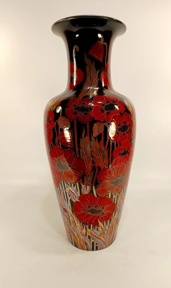 ZSOLNAY, МНОГОСЛОЙНЫЙ EOSIN, ПОДПИСАННЫЙ ВРУЧНУЮ ФАРФОРОВАЯ НАПОЛЬНАЯ ВАЗА (JR014) - Изображение 2 из 4