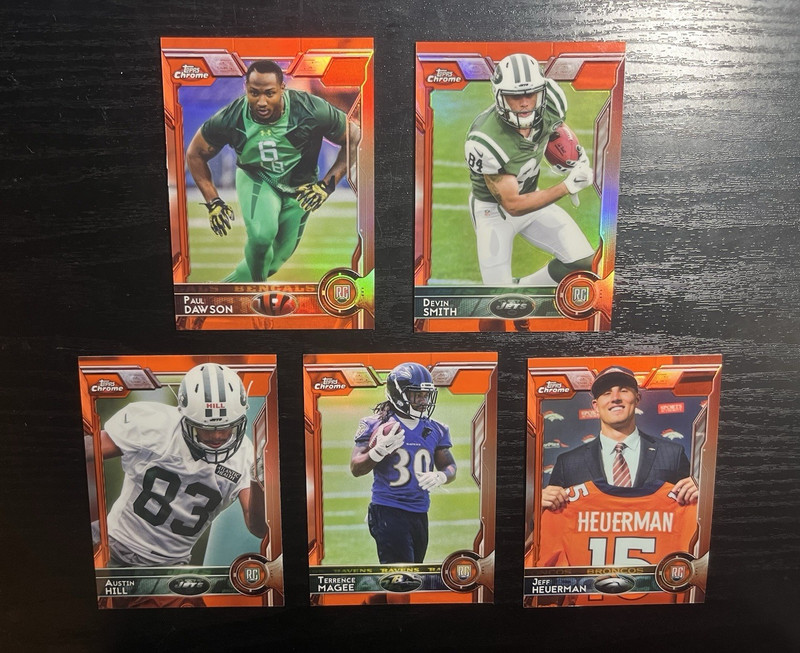 Topps 2015 Topps Chrome NFL Rookie 5-Card Lot Dawson Smith Hill Magee Heuerman